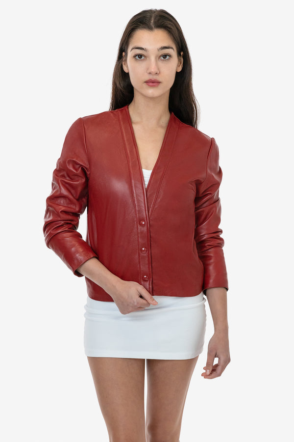Los Angeles Apparel Leather Collarless Blazer