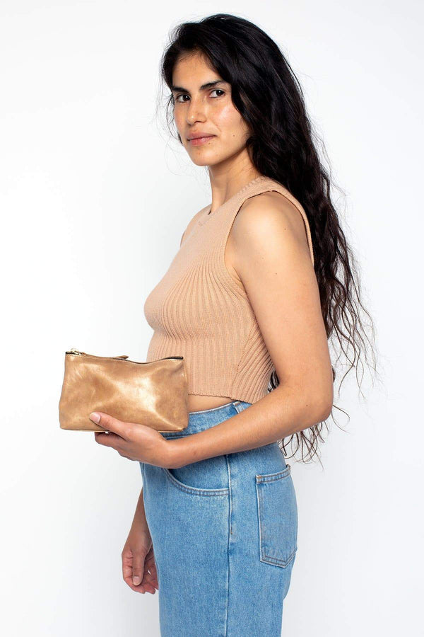 Los Angeles Apparel Leather Makeup Bag