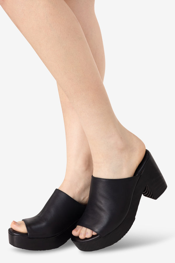 los angeles apparel Leather Platform Mule