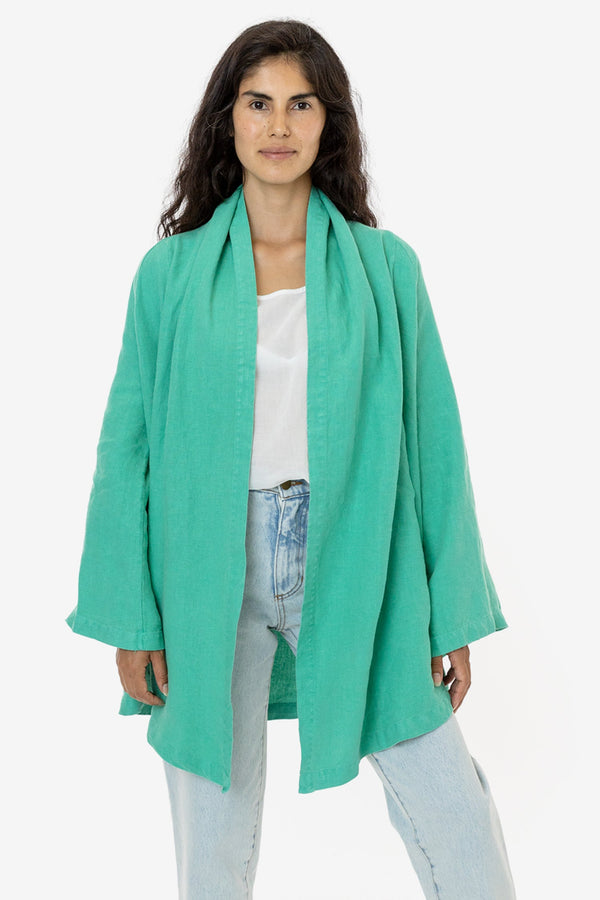 los angeles apparel Linen Front Tie Cardigan