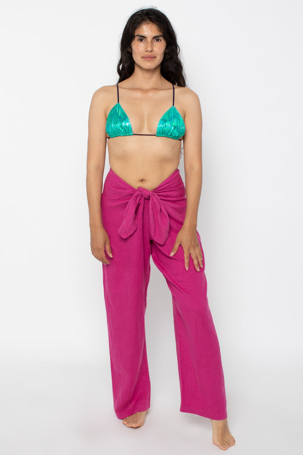 Los Angeles Apparel Linen Tie Front Pants