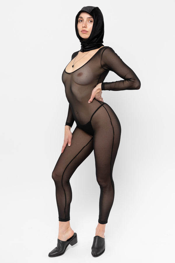 Los Angeles Apparel Micro Mesh Long Sleeve Unitard