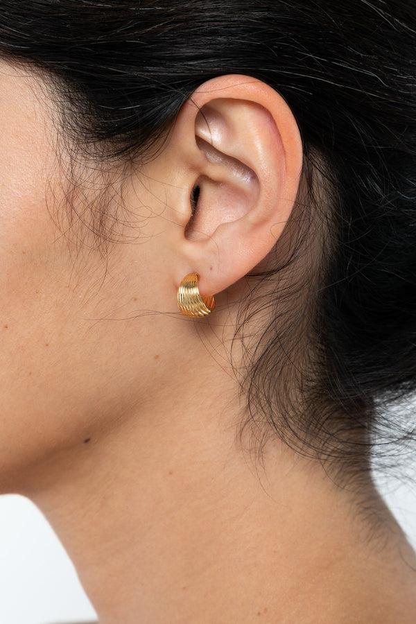 Los Angeles Apparel Mini Ridge Hoop Earrings