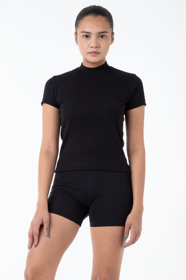 los angeles apparel Mockneck Cap Sleeve Baby Tee