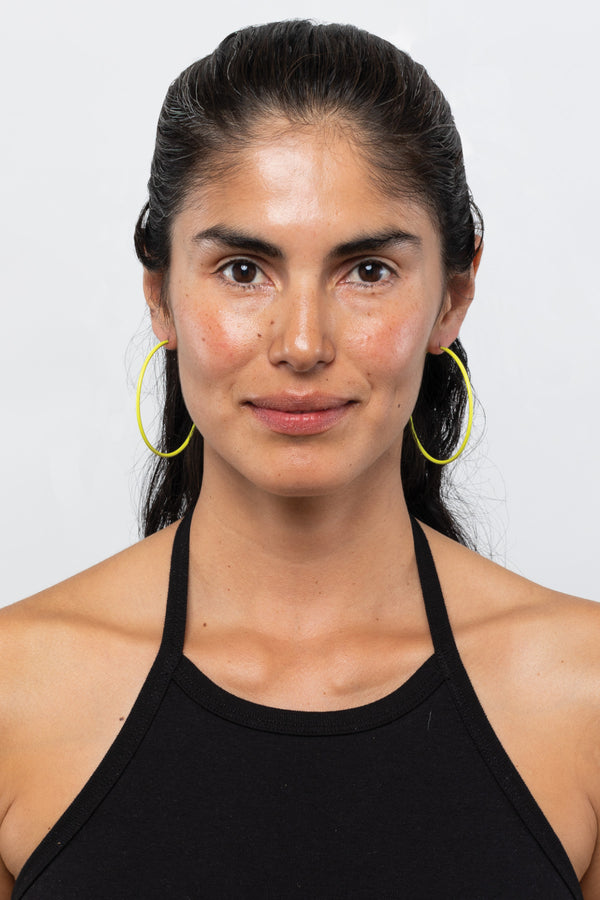 Los Angeles Apparel Neon Yellow Hoop Earrings