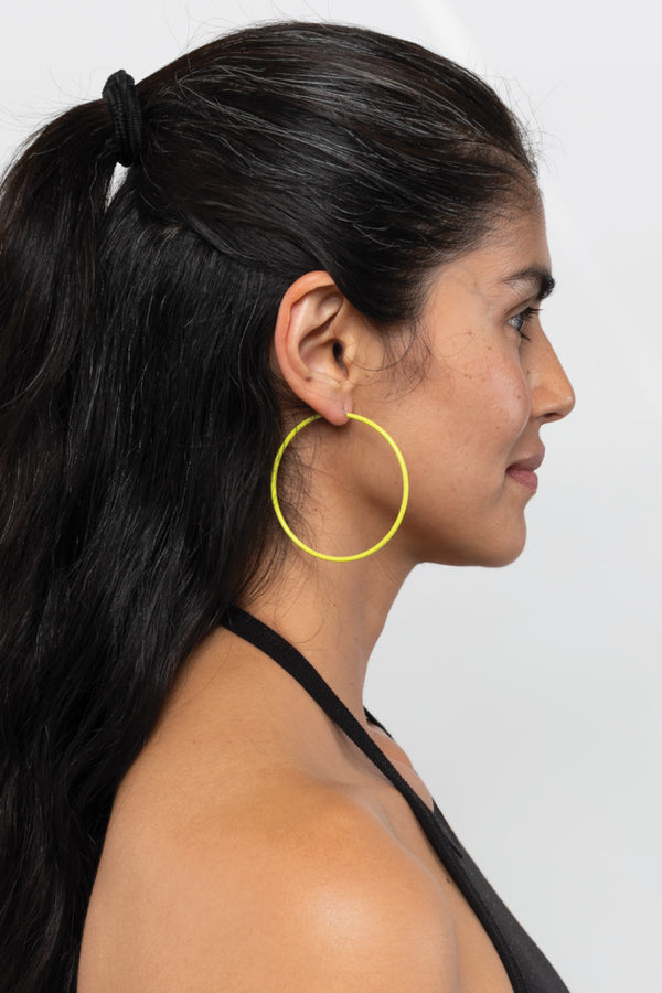 los angeles apparel Neon Yellow Hoop Earrings