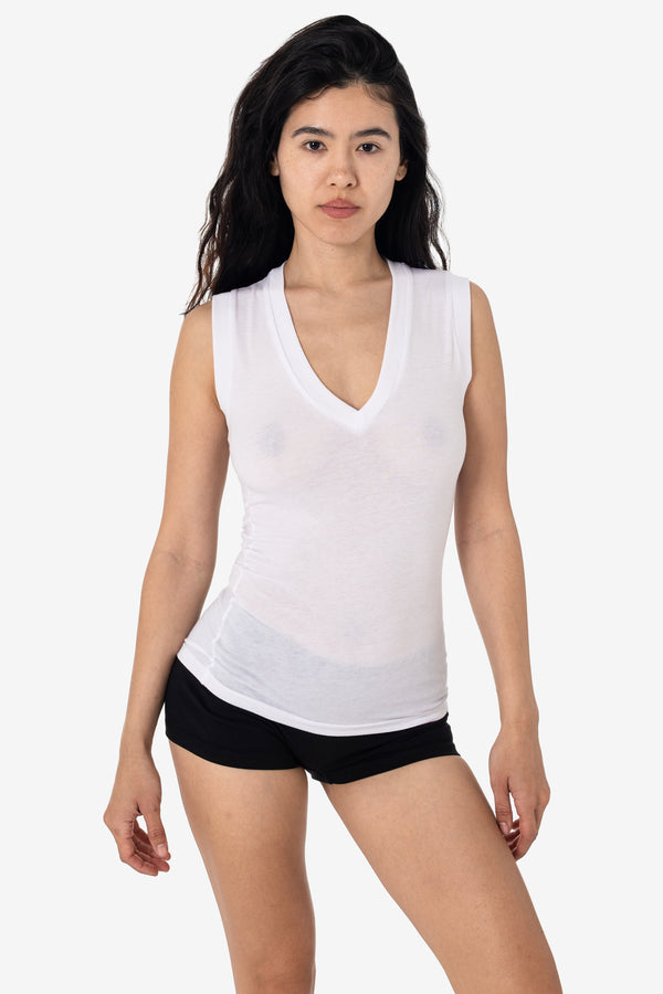 Los Angeles Apparel Poly Cotton Sleeveless V Neck