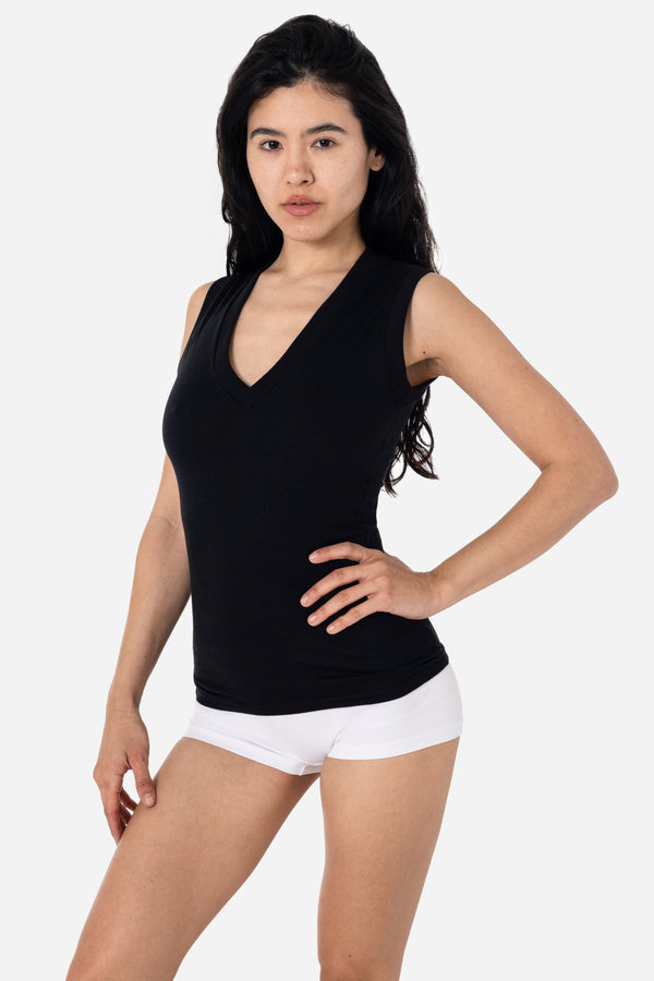 los angeles apparel Poly Cotton Sleeveless V Neck