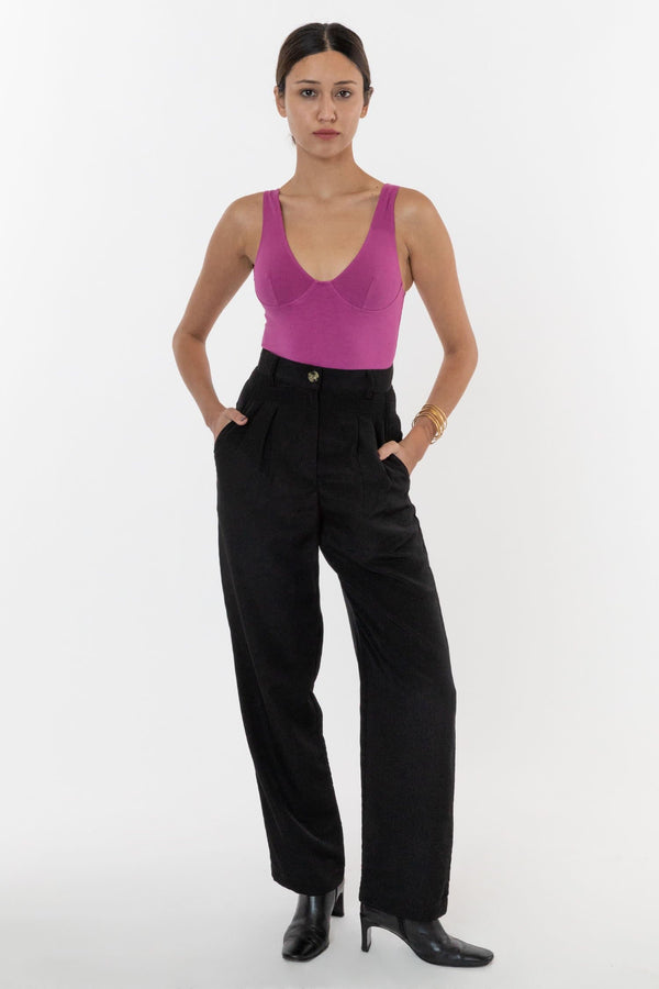 Los Angeles Apparel Poly Pleated Straight Leg Pant