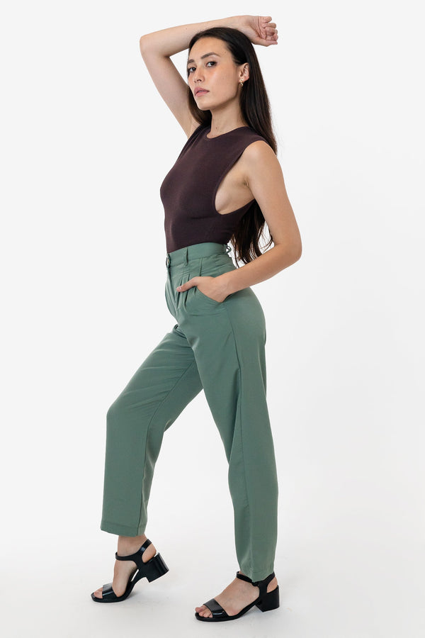 Los Angeles Apparel Poly Pleated Straight Leg Pant