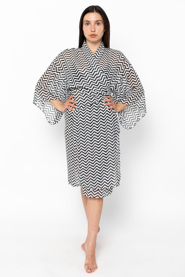 Los Angeles Apparel Printed Chiffon Kimono Robe
