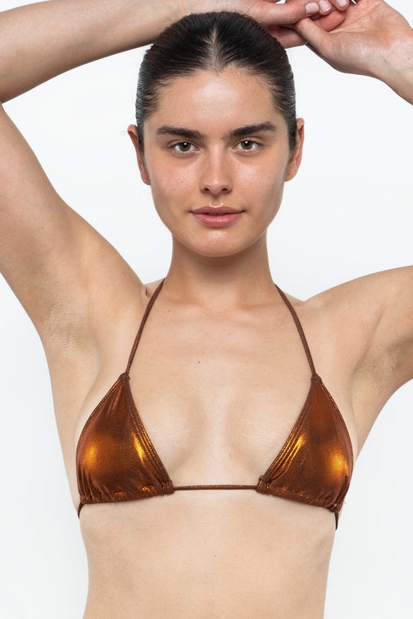 los angeles apparel Shiny Matrix String Bikini Top