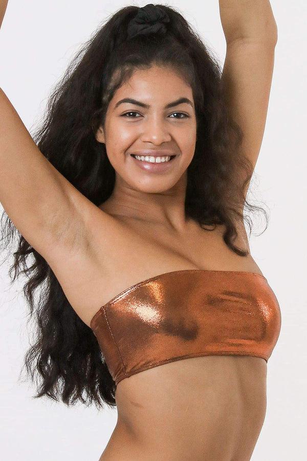 los angeles apparel Shiny Matrix Tube Bikini Top