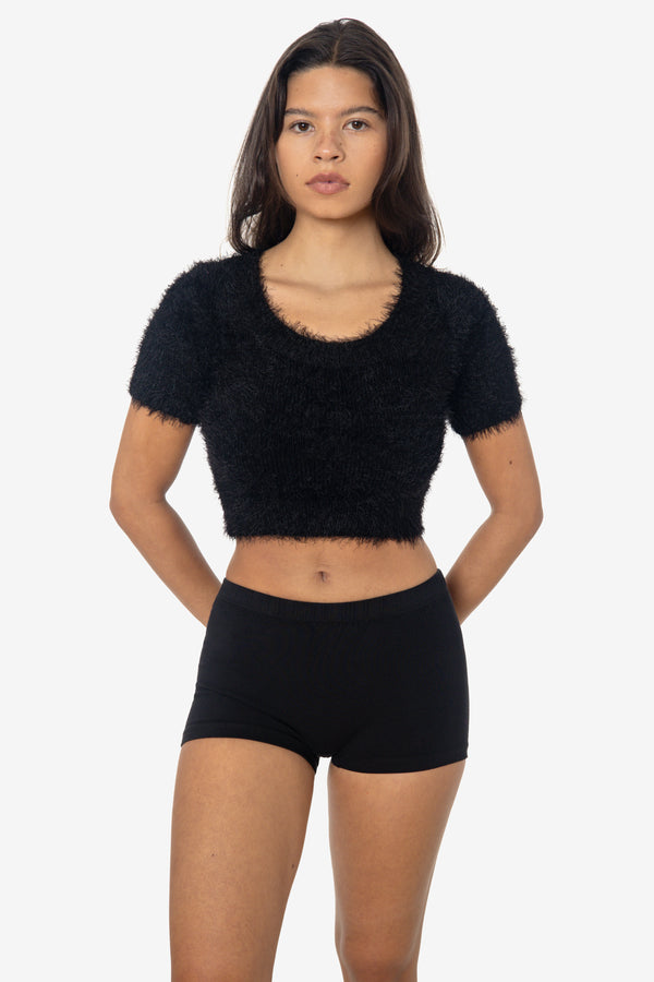 los angeles apparel Short Sleeve Fuzzy Sweater