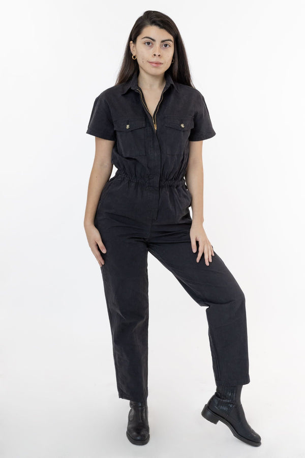 los angeles apparel Short Sleeve Utility Jumpsuit