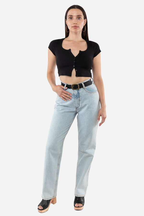 Los Angeles Apparel Straight Leg High Waisted Jean