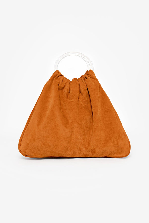 Los Angeles Apparel Suede Acrylic Ring Bag