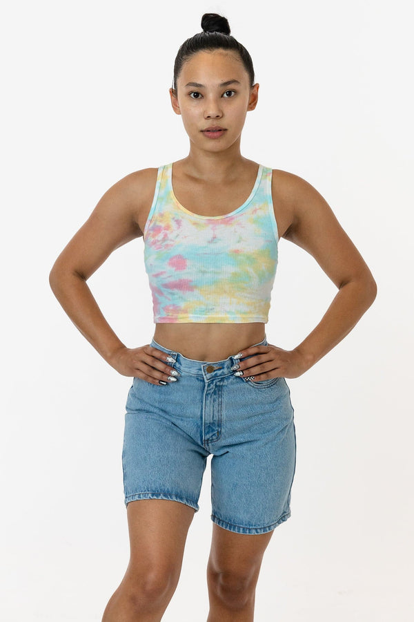 Los Angeles Apparel Tie Dye 2x1 Crop Tank