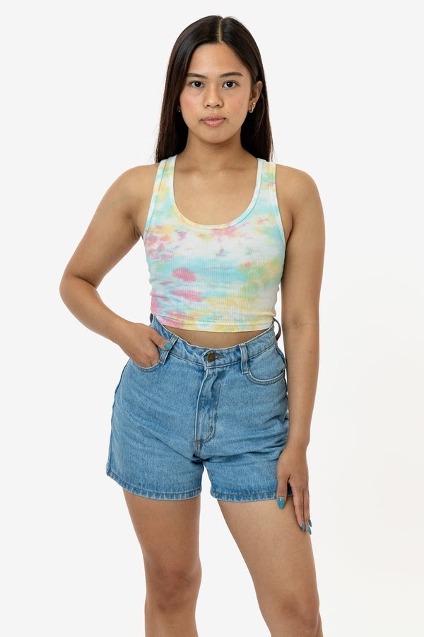 Los Angeles Apparel Tie Dye 2x1 Crop Tank