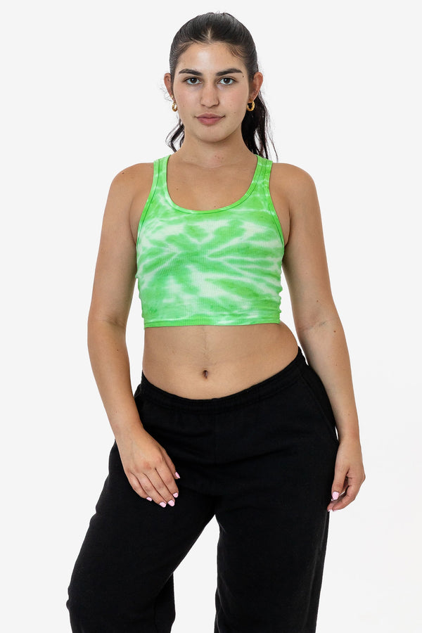 los angeles apparel Tie Dye 2x1 Crop Tank