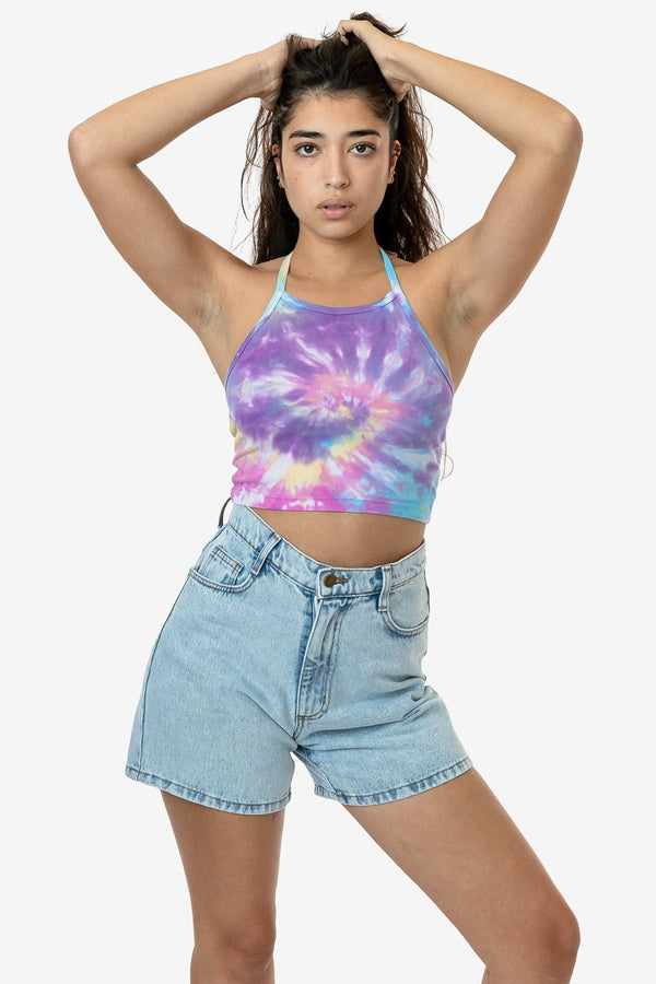 los angeles apparel Tie Dye Baby Rib Halter Top
