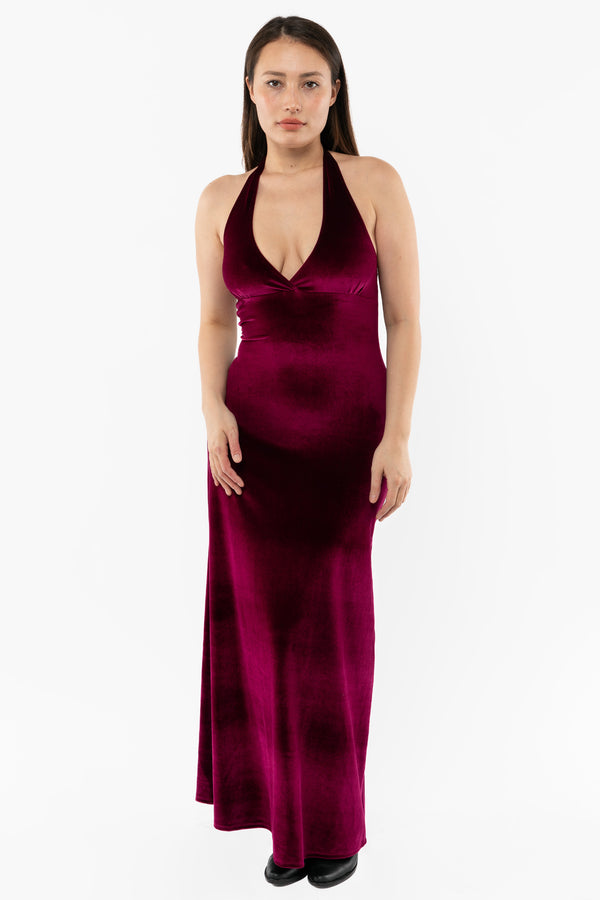 Los Angeles Apparel Velvet Halter Maxi Dress