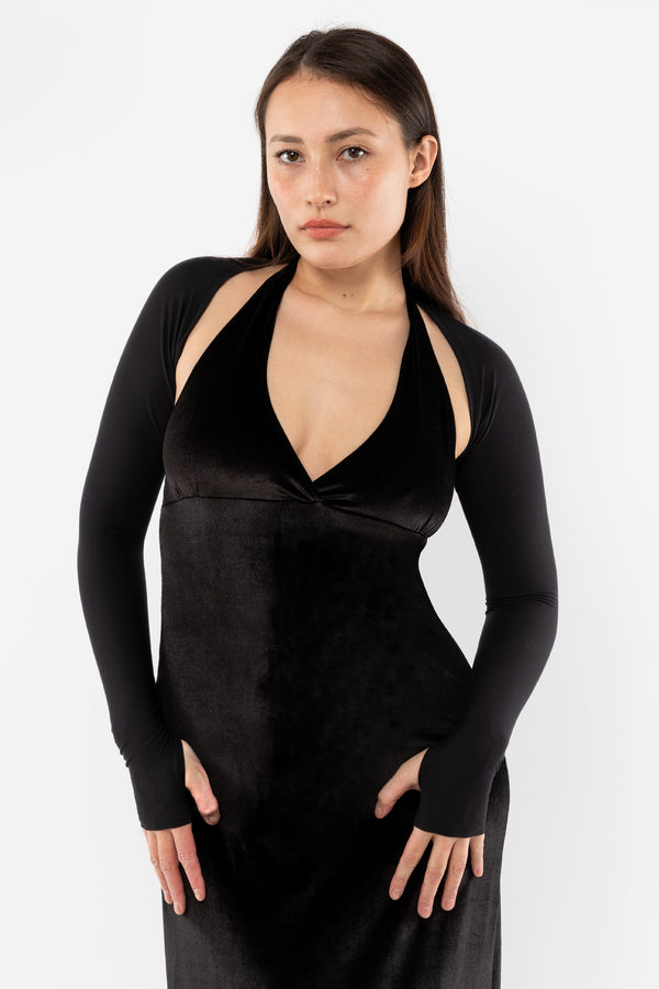 Los Angeles Apparel Velvet Halter Maxi Dress