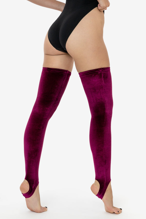 Los Angeles Apparel Velvet Thigh High Stirrup Sock