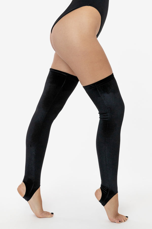los angeles apparel Velvet Thigh High Stirrup Sock