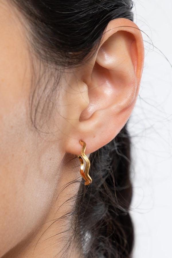 Los Angeles Apparel Wavy Enameled Hoop Earrings