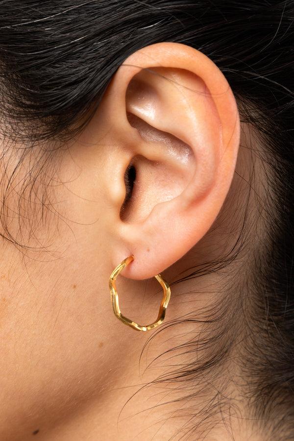 Los Angeles Apparel Wavy Enameled Hoop Earrings