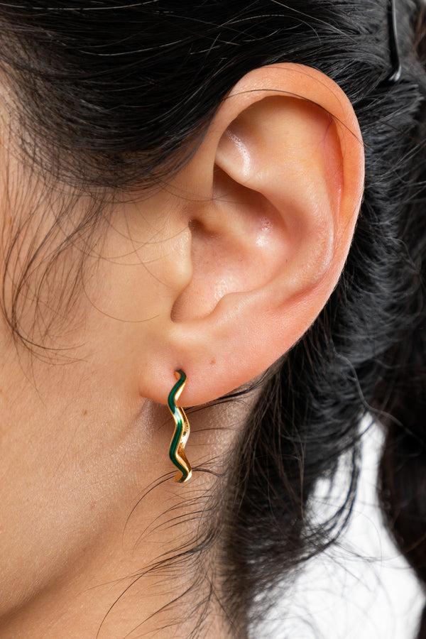 los angeles apparel Wavy Enameled Hoop Earrings