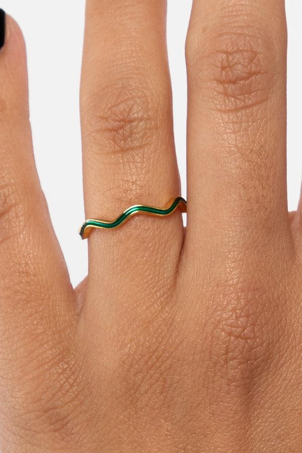 Los Angeles Apparel Wavy Enameled Stacking Ring