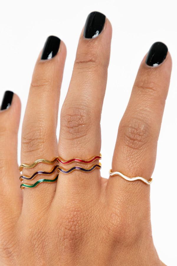 Los Angeles Apparel Wavy Enameled Stacking Ring