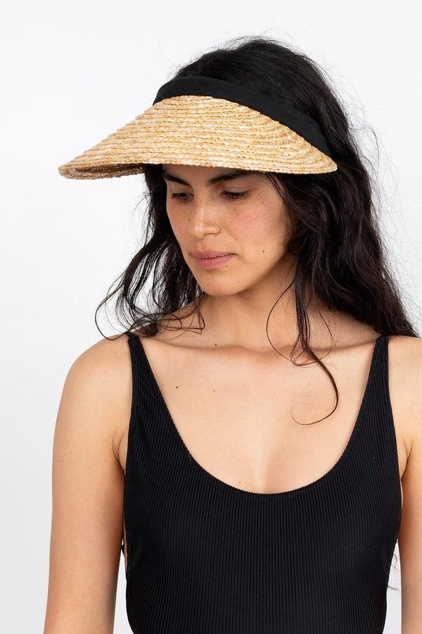 los angeles apparel Wide Brim Straw Visor