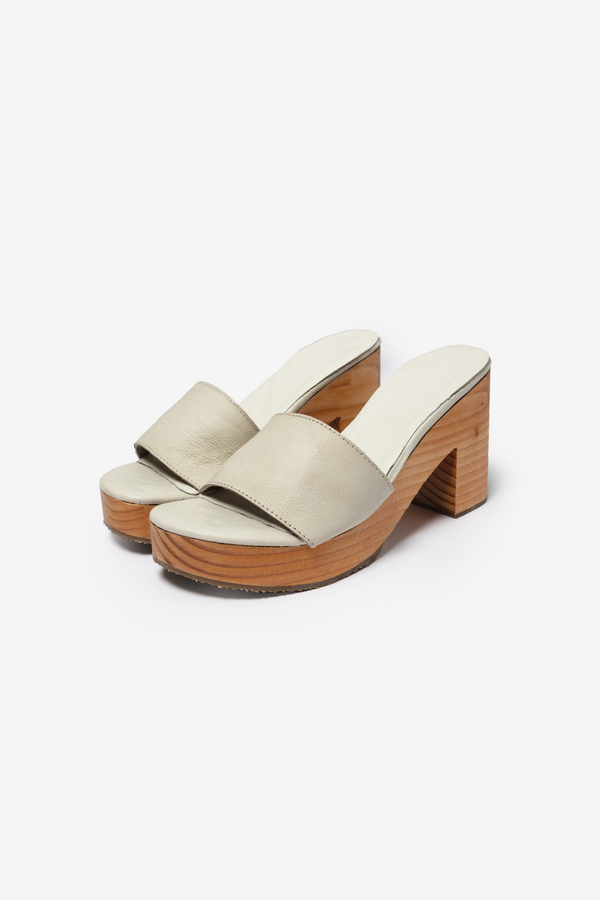 Los Angeles Apparel Wooden Mule Heel Sandal