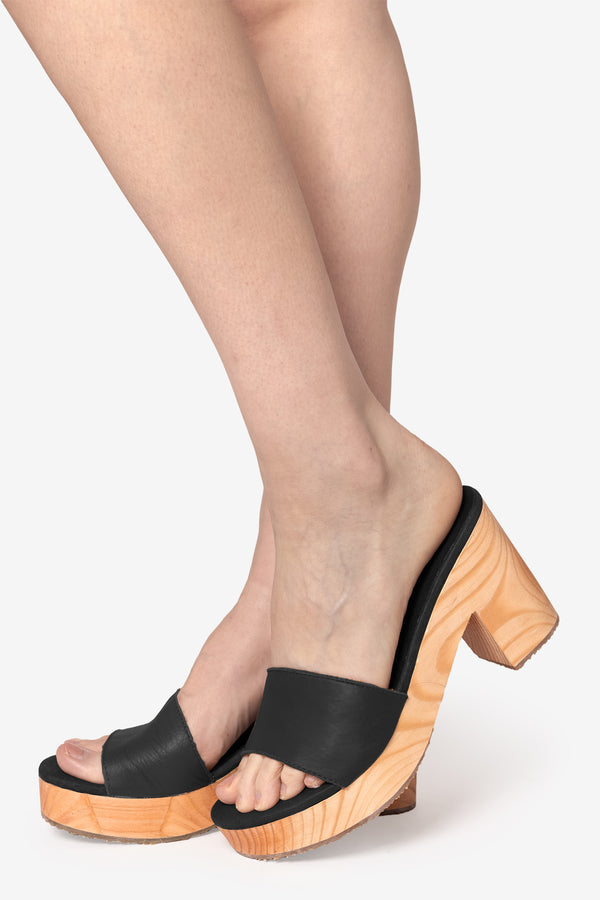 los angeles apparel Wooden Mule Heel Sandal