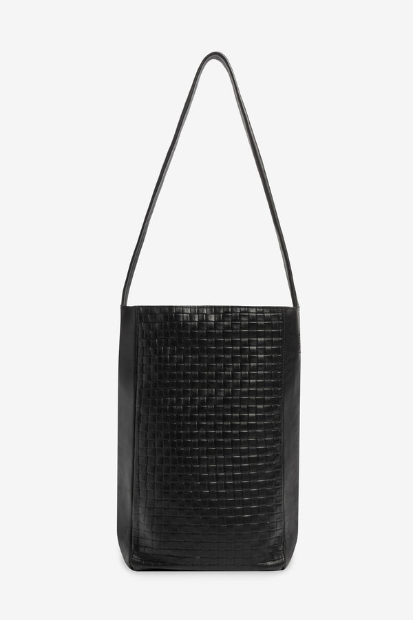 los angeles apparel Woven Leather Slim Tote