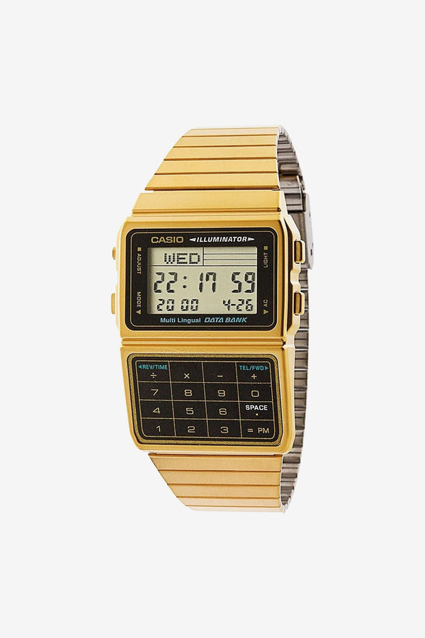 los angeles apparel Men's Gold Tone Casio Calculator Watch