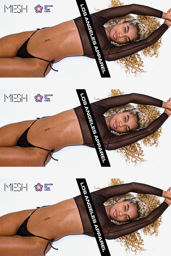 Los Angeles Apparel Micro Mesh Long Sleeve Crop Top