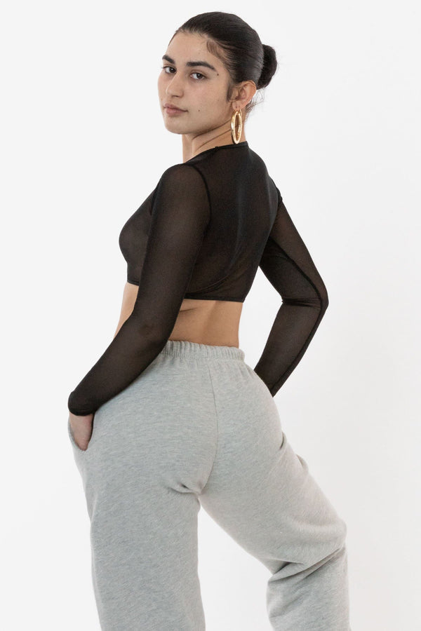 Los Angeles Apparel Micro Mesh Long Sleeve Crop Top