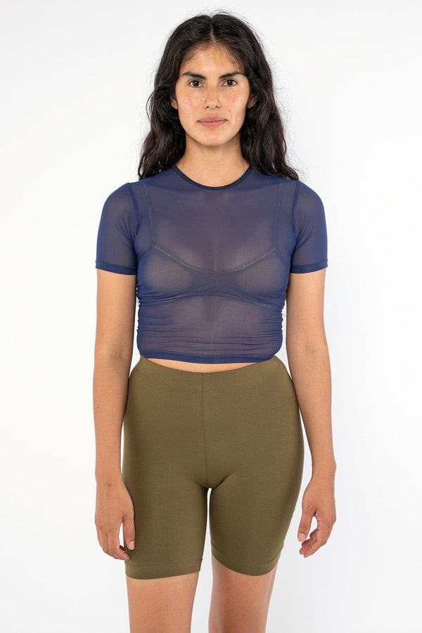Los Angeles Apparel Micromesh Short Sleeve Crop Top Tee Shirt