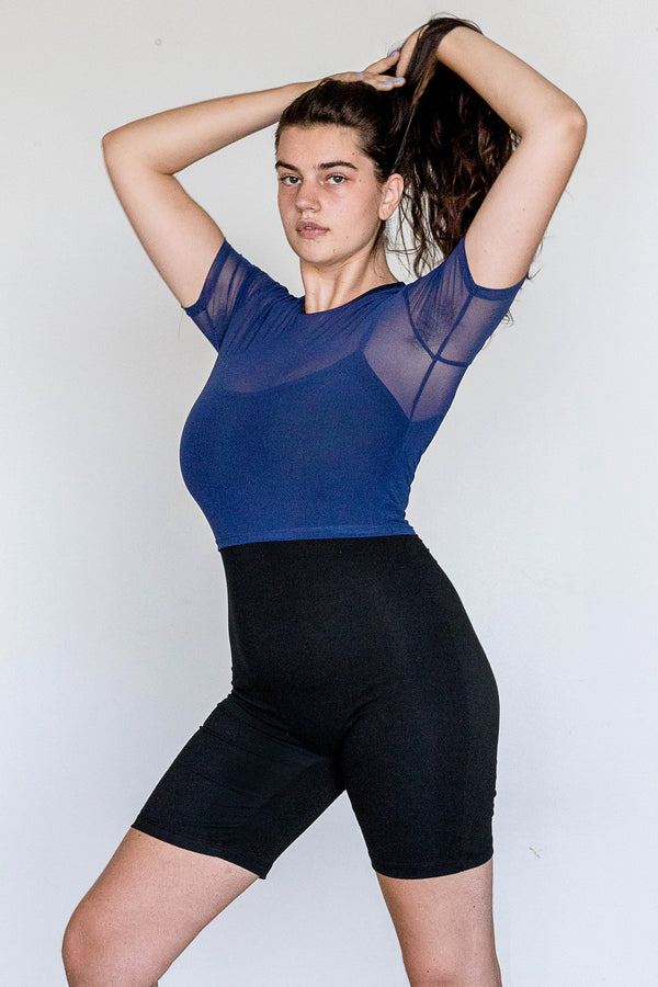 Los Angeles Apparel Micromesh Short Sleeve Crop Top Tee Shirt