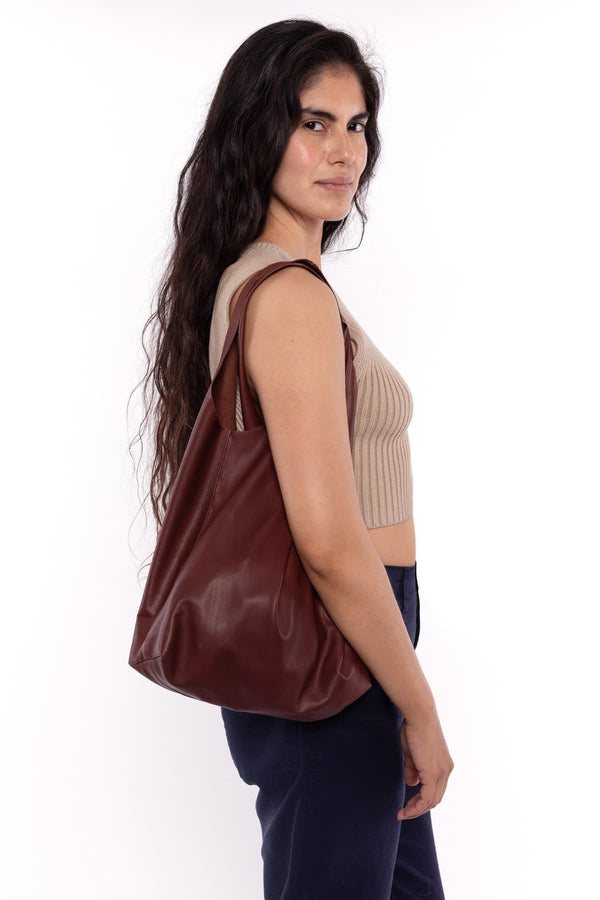 Los Angeles Apparel Monochromatic Leather Shopping Bag