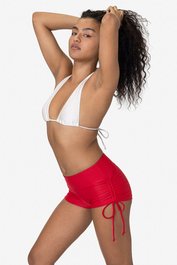 Los Angeles Apparel Nylon Tricot Ruched Side Tie Shorts