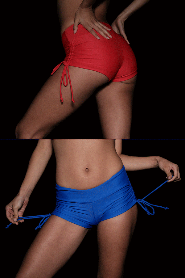 Los Angeles Apparel Nylon Tricot Ruched Side Tie Shorts