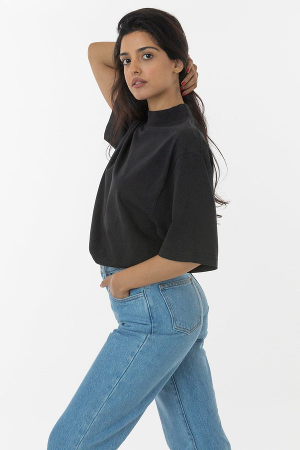 los angeles apparel Oversized Short Sleeve High Mockneck T-shirt