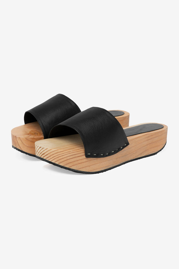Los Angeles Apparel Platform Wooden Mule Flat Sandal