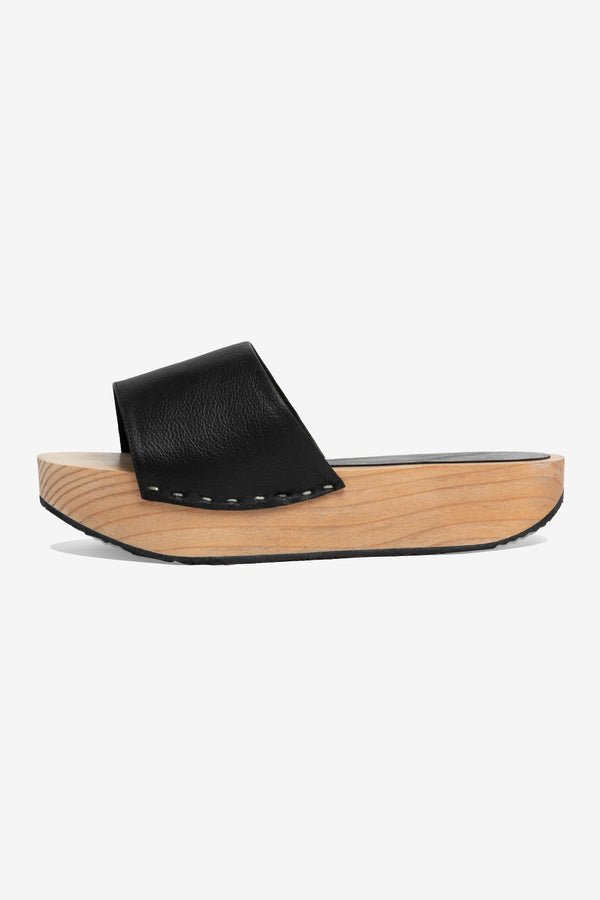 Los Angeles Apparel Platform Wooden Mule Flat Sandal