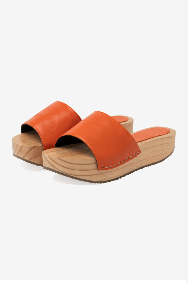 Los Angeles Apparel Platform Wooden Mule Flat Sandal